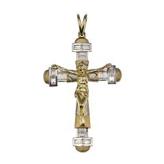 Zlatni privjesak sa dragim kamenjem - križ i cirkoni