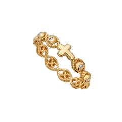 Zlatni prsten sa križićem i cirkonima